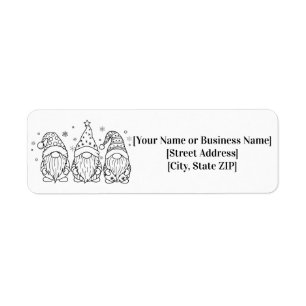 3 Cute Christmas Gnomes Line Art Outline Black Whi