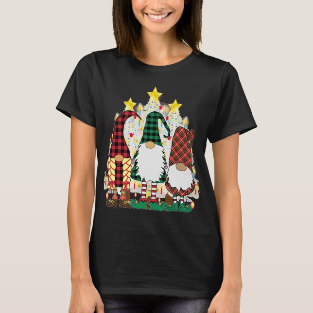 3 Cute Christmas Gnomes Swedish God Jul Nordic Xma T-Shirt (Front)
