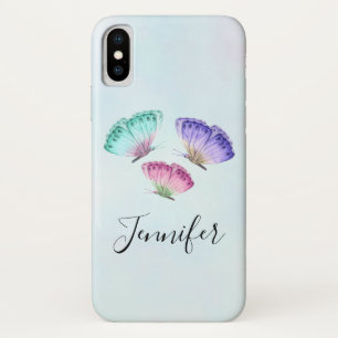 3 Cute Colourful Pastel Watercolor Butterflies iPhone X Case