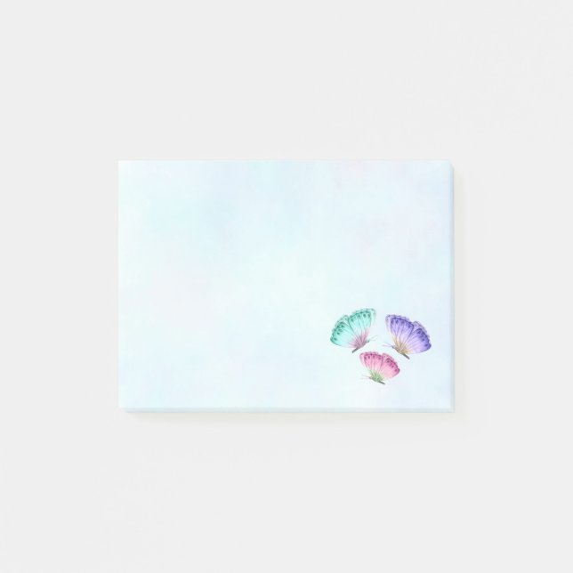 3 Cute Colourful Pastel Watercolor Butterflies Post-it Notes (Front)