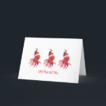 3 Cute Octopus Seas and Greetings Santa Hat Holiday Card<br><div class="desc">What a delightful design for the ocean lover. 3 festive Christmas Octopus (Octopi?) created in watercolor,  with a cute Santa Hat perched on their heads. Adorable. The front message reads Seas and Greetings in a trendy font,  but this can be easily changed.A customisable message is inside..</div>
