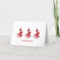 3 Cute Octopus Seas and Greetings Santa Hat
