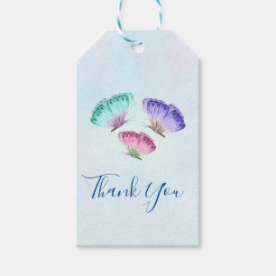 3 Cute Pastel Watercolor Butterflies Thank You Gift Tags