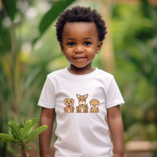3 Cute Pet Print White Baby kids Tshirts 