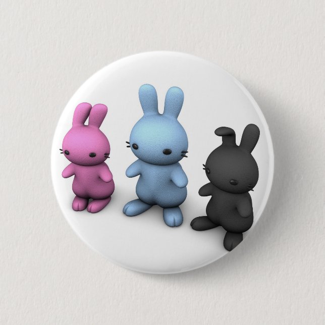 3 cute wabbits 6 cm round badge (Front)