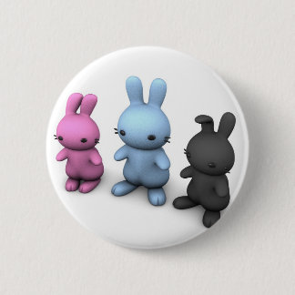 3 cute wabbits 6 cm round badge