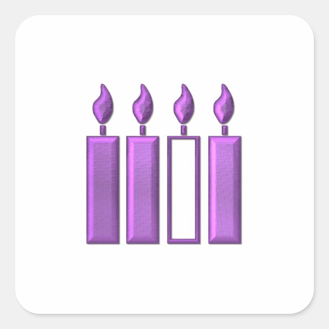 "3-D" Advent Wreath Candles Square Sticker (Front)