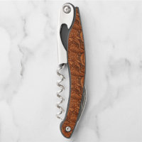 3-D brown tooled floral leather pattern