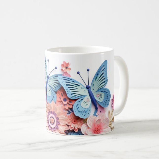 3-D Butterflies Mug Wrap (Front Right)