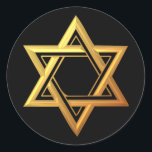 "3-D" Golden Star of David Classic Round Sticker<br><div class="desc">Beautiful 3-D look,  golden,  Star of David.

Feel free to add your own words and/or pictures to this item,  or change the background colour,  via Zazzle's great customisation tools.  This design is also available on many other products. Thanks for stopping by! God bless!</div>