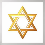 "3-D" Golden Star of David Poster<br><div class="desc">Beautiful 3-D look,  golden,  Star of David.

Feel free to add your own words and/or pictures to this item,  or change the background colour,  via Zazzle's great customisation tools.  This design is also available on many other products. Thanks for stopping by! God bless!</div>