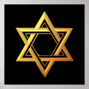 "3-D" Golden Star of David Poster
