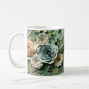 3 D Green Sage Flower Coffee Mug