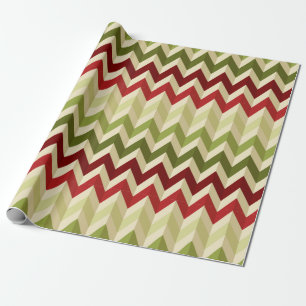 3-D Illusion Zig Zag in Warm Christmas Colours Wrapping Paper
