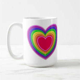 3-d Layered Hearts in Rainbow Colours  Coffee Mug