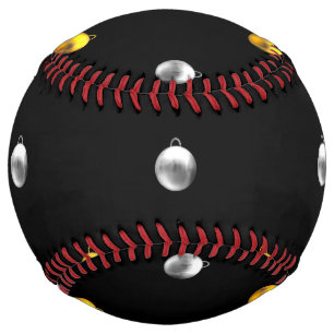 3-D Look Silver and Gold Holiday Ornaments Softball