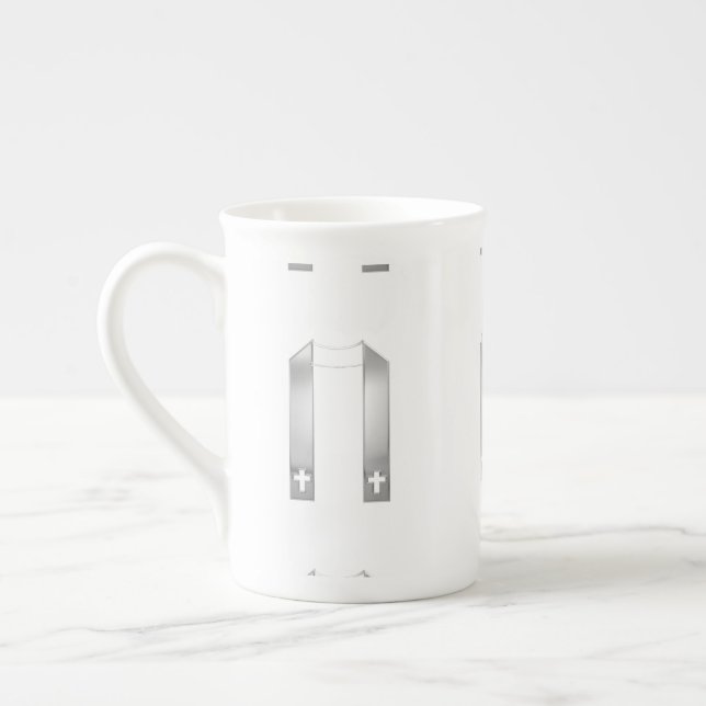 3-D Look Silver Priest's Stole Bone China Mug (Left)
