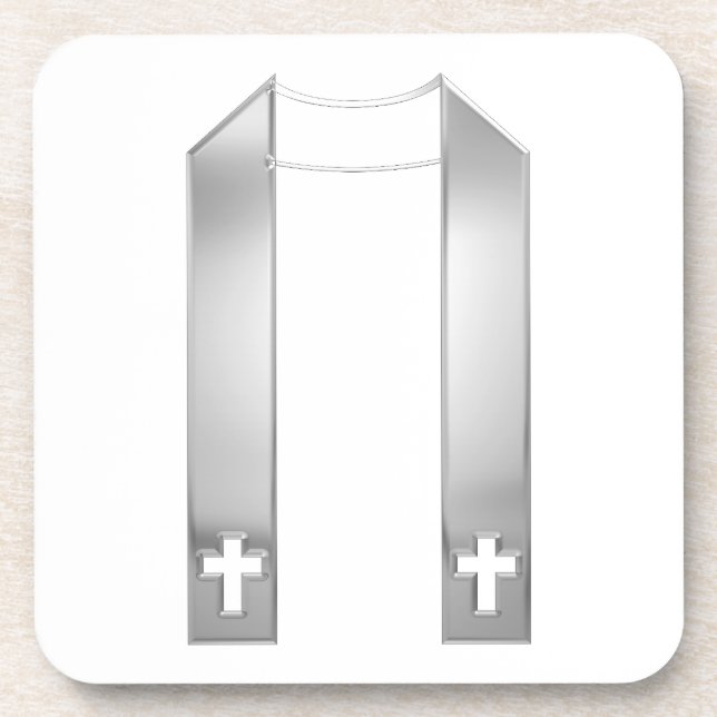 3-D Look Silver Priest's Stole Coaster (Front)