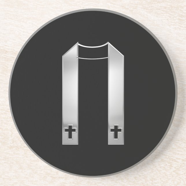 3-D Look Silver Priest's Stole Coaster (Front)