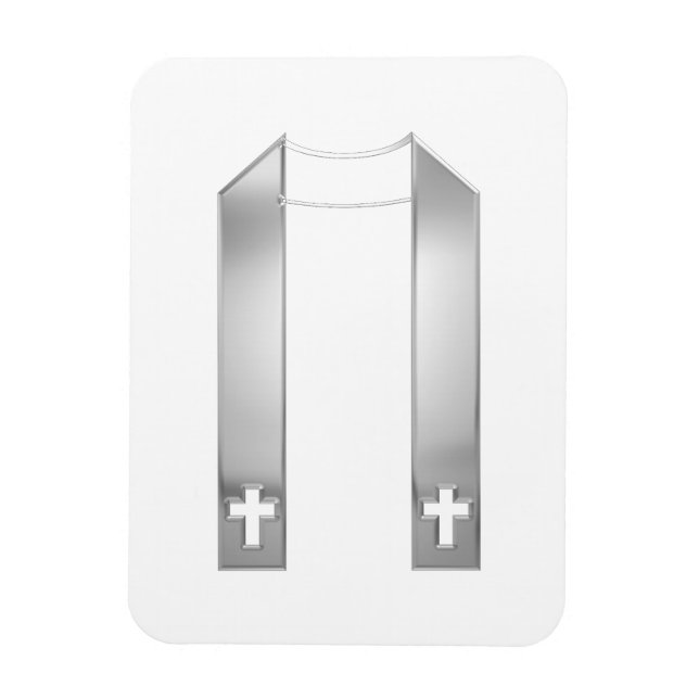 3-D Look Silver Priest's Stole Magnet (Vertical)