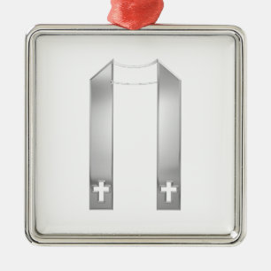 3-D Look Silver Priest's Stole Metal Tree Decoration