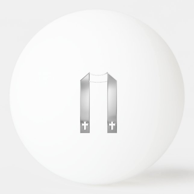 3-D Look Silver Priest's Stole Ping Pong Ball (Front)
