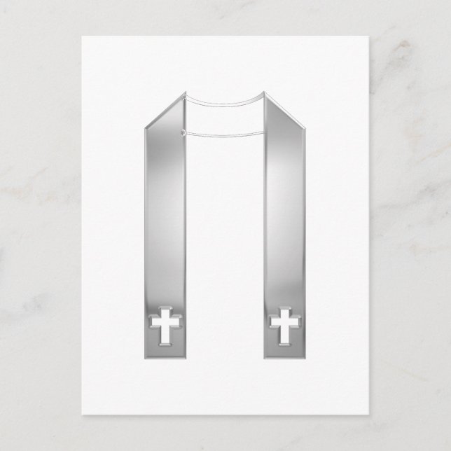 3-D Look Silver Priest's Stole Postcard (Front)