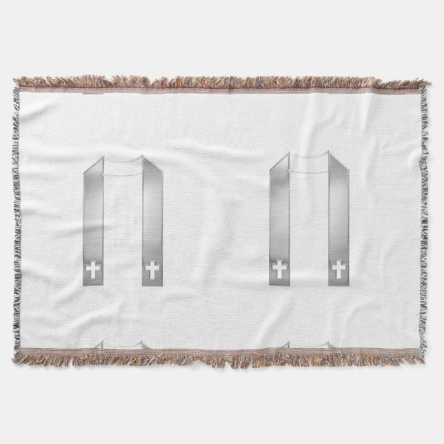 3-D Look Silver Priest's Stole Throw Blanket (Front)