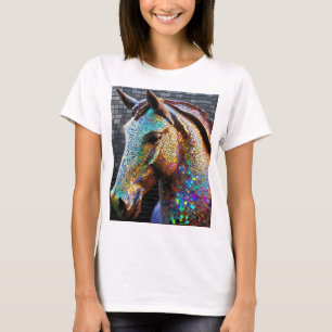 3-d Mosaic Horse Head Statue T-Shirt