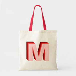 3-D Ombre Monogram Red Pink Tote Bag