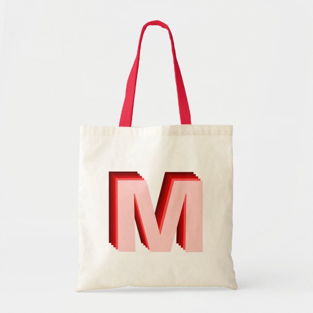 3-D Ombre Monogram Red Pink Tote Bag (Front)