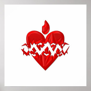 "3-D" Sacred Heart of Jesus Poster
