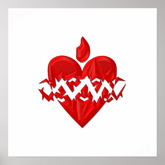 "3-D" Sacred Heart of Jesus Poster (Front)