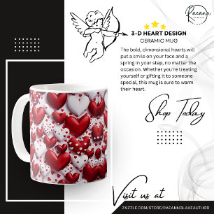 3-D Valentine Heart Design Ceramic Mug
