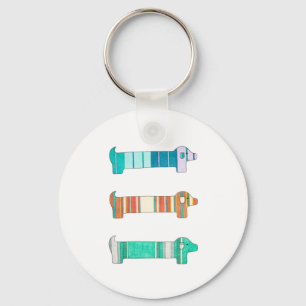 3 Dachshund Colour Study #1 Keychain