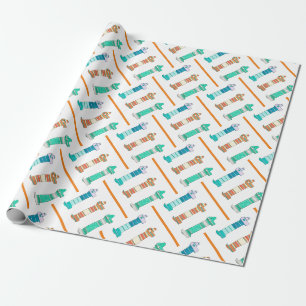 3 Dachshund Colour Study #1 Wrapping Paper