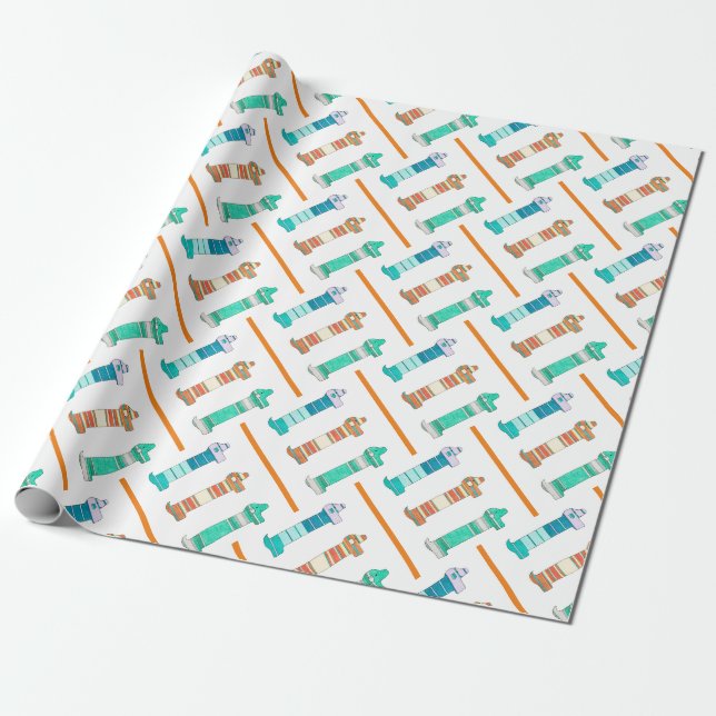 3 Dachshund Colour Study #1 Wrapping Paper (Unrolled)
