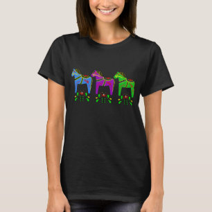 3 Dala Horses, Scandinavian colourful Folk horse T-Shirt