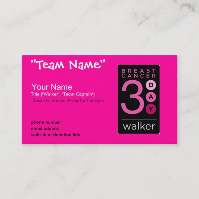 3-Day Business Cards (HOT PINK) (Front)