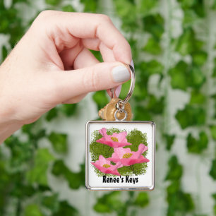 3 Delicate Pink Poppy Flowers Close-up Custom Key Ring