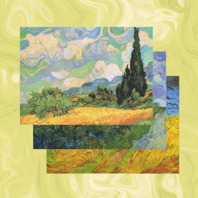 3 different Landscape designs by Vincent van Gogh Wrapping Paper Sheet (Creator Uploaded)