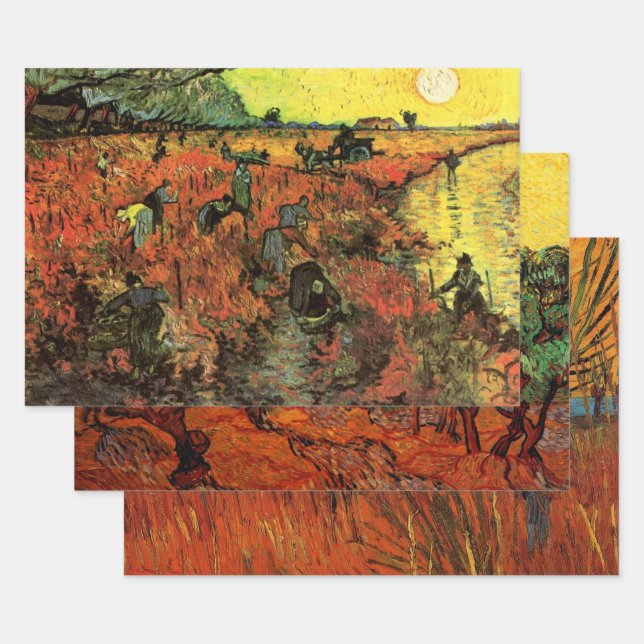 3 Different Scenes with Suns by Vincent van Gogh Wrapping Paper Sheet (Set)
