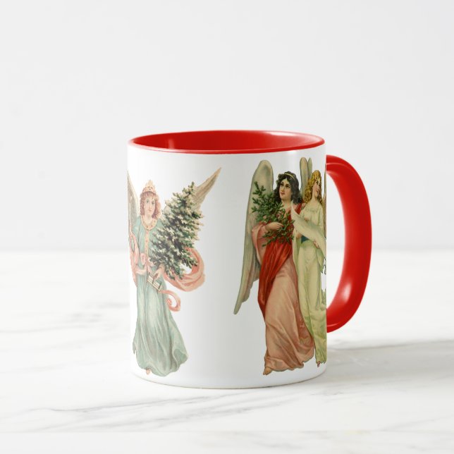 3 Different Victorian Angels, Vintage Christmas Mug (Front Right)
