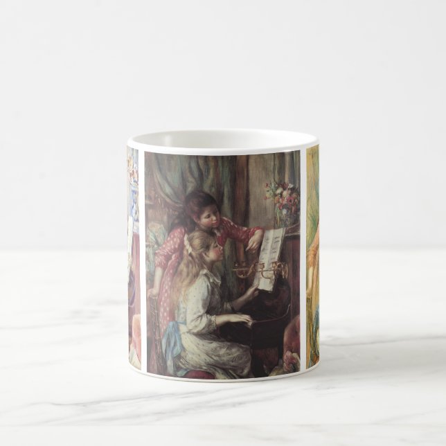 3 different Young Girls at the Piano by Renoir Coffee Mug (Center)