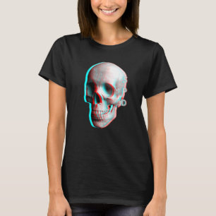 3 Dimensional Effect Blue Red Skull T-Shirt