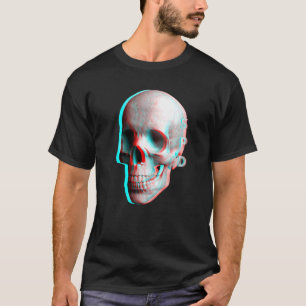 3 Dimensional Effect Blue Red Skull T-Shirt