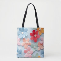 3 Dimensional Flowers Tote Bag