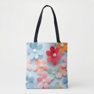 3 Dimensional Flowers Tote Bag