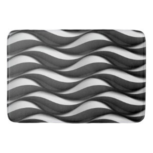 3 Dimensional Wavy Black and White Pattern Bath Mat