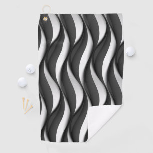 3 Dimensional Wavy Black and White Pattern Golf Towel